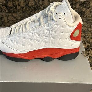 Jordan Craig White and Red Low-Top Men’s Sneakers - Tumbled Leather
